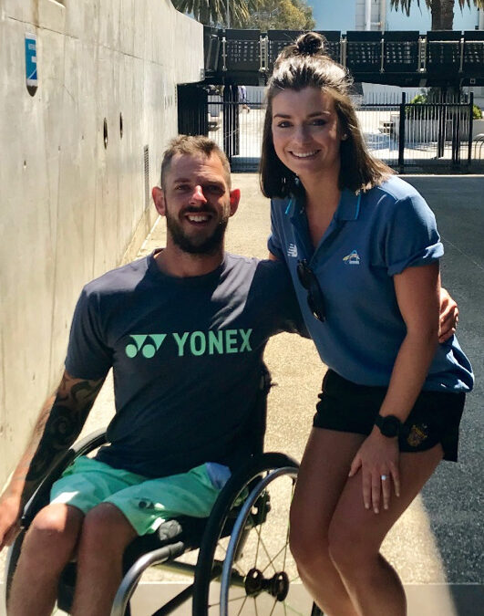 Physiotherapist Amy Shipperd supports the Australian National Wheelchair Tennis Championships